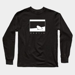 Poetic mood, a pig on the beach in white ink Long Sleeve T-Shirt